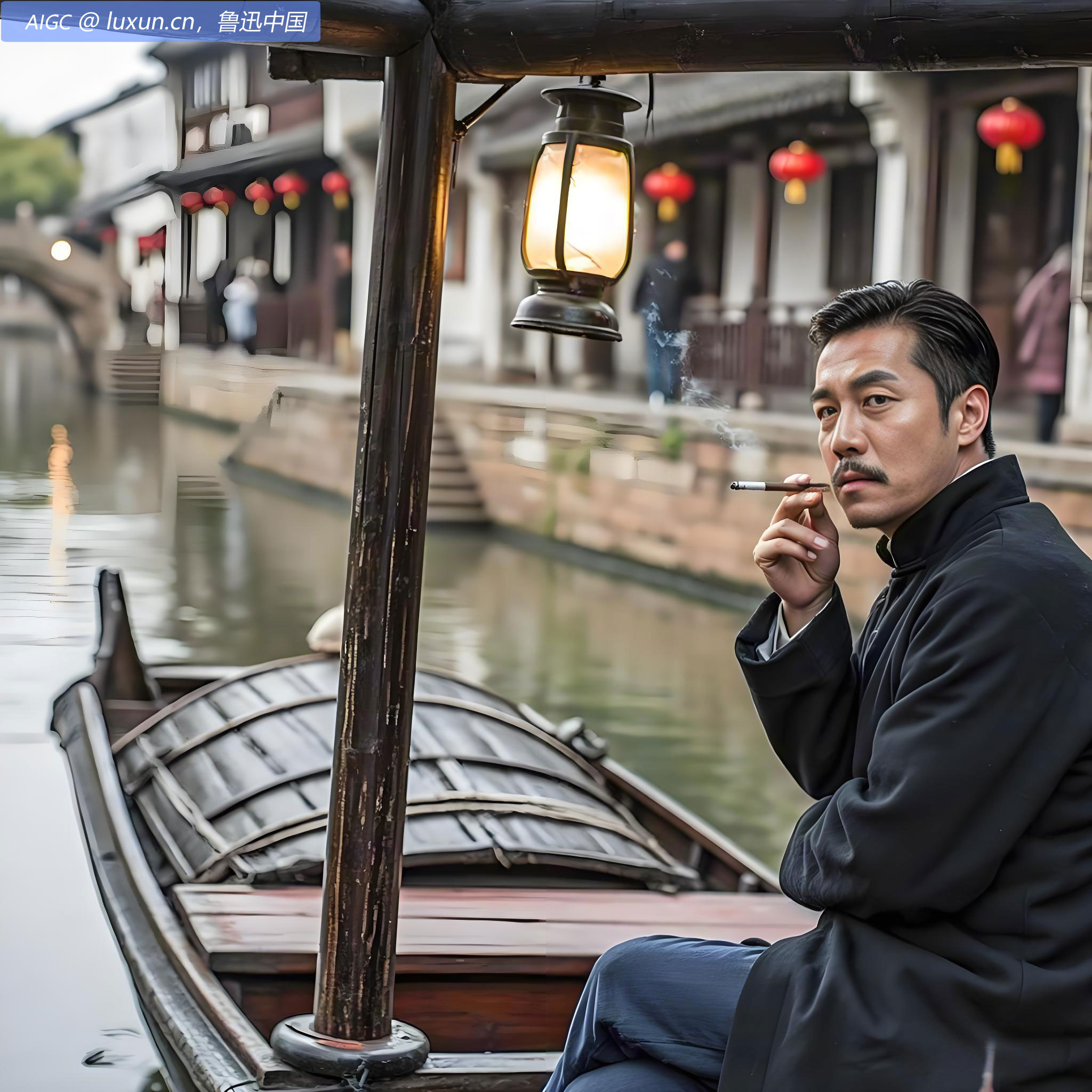 夜雇舟向西兴，至柯桥大风，泊良久。