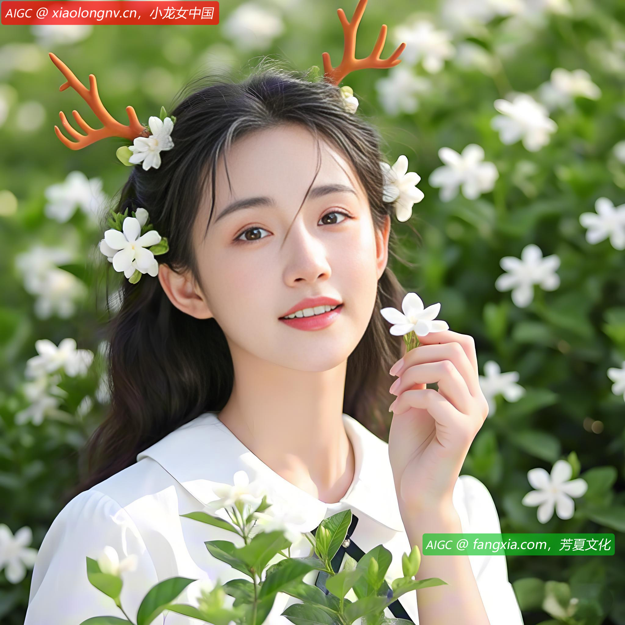 自贡市沙罗村栀子园里的数百亩栀子花迎风绽放，芳香四溢。