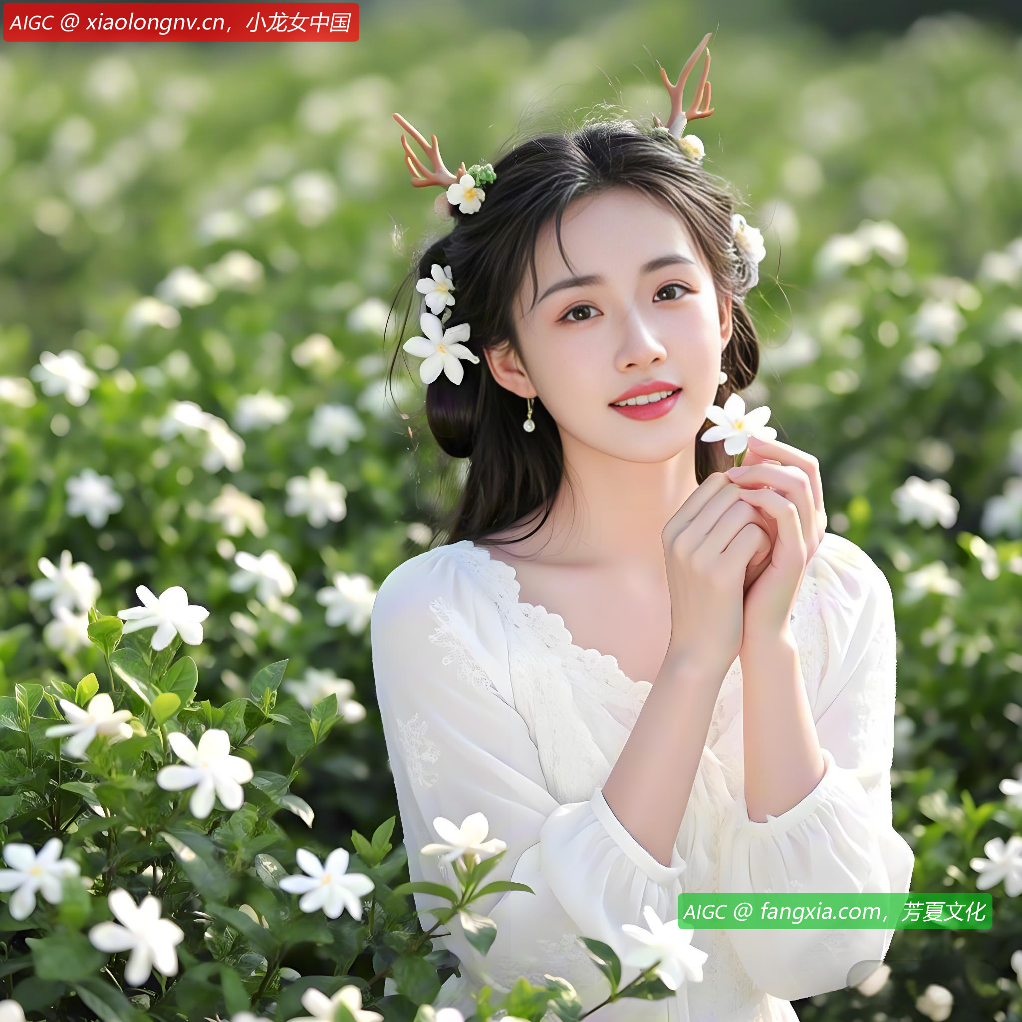 自贡市沙罗村栀子园里的数百亩栀子花迎风绽放，芳香四溢。