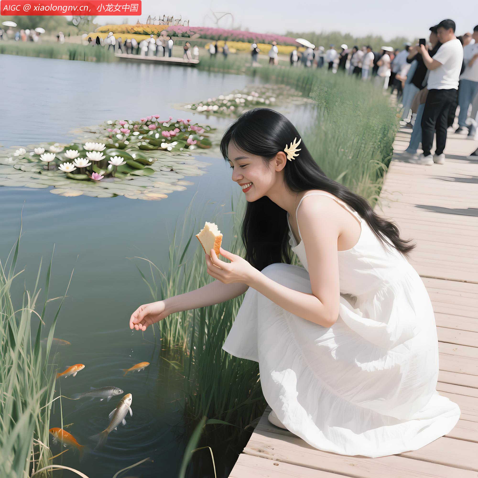 宁夏银川市的中国花卉博览园湖面，睡莲竞相开放