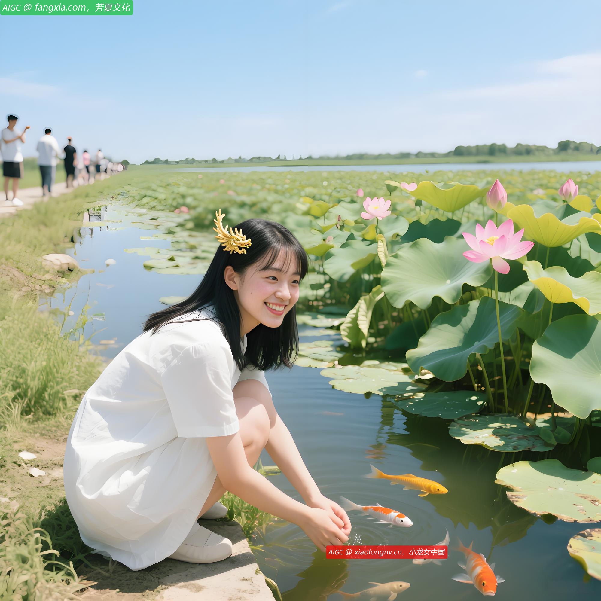 安徽淮南焦岗湖荷花淀，荷花正盛开。