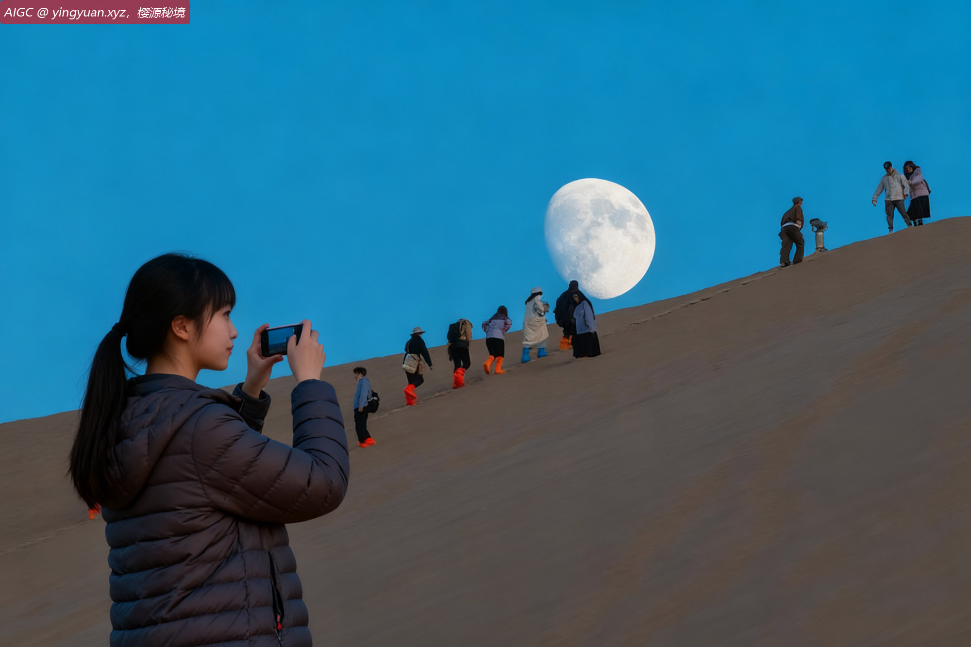 甘肃省敦煌市鸣沙山下秋色正浓