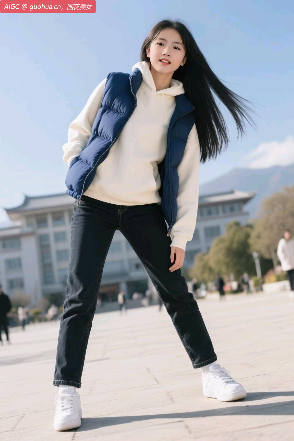 “学姐，别显摆了，上课要迟到了！”