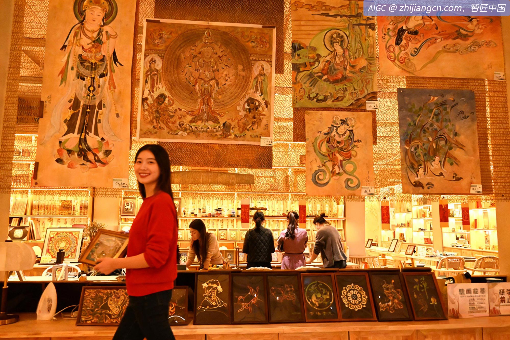 游客走进甘肃敦煌博物馆体验文化魅力