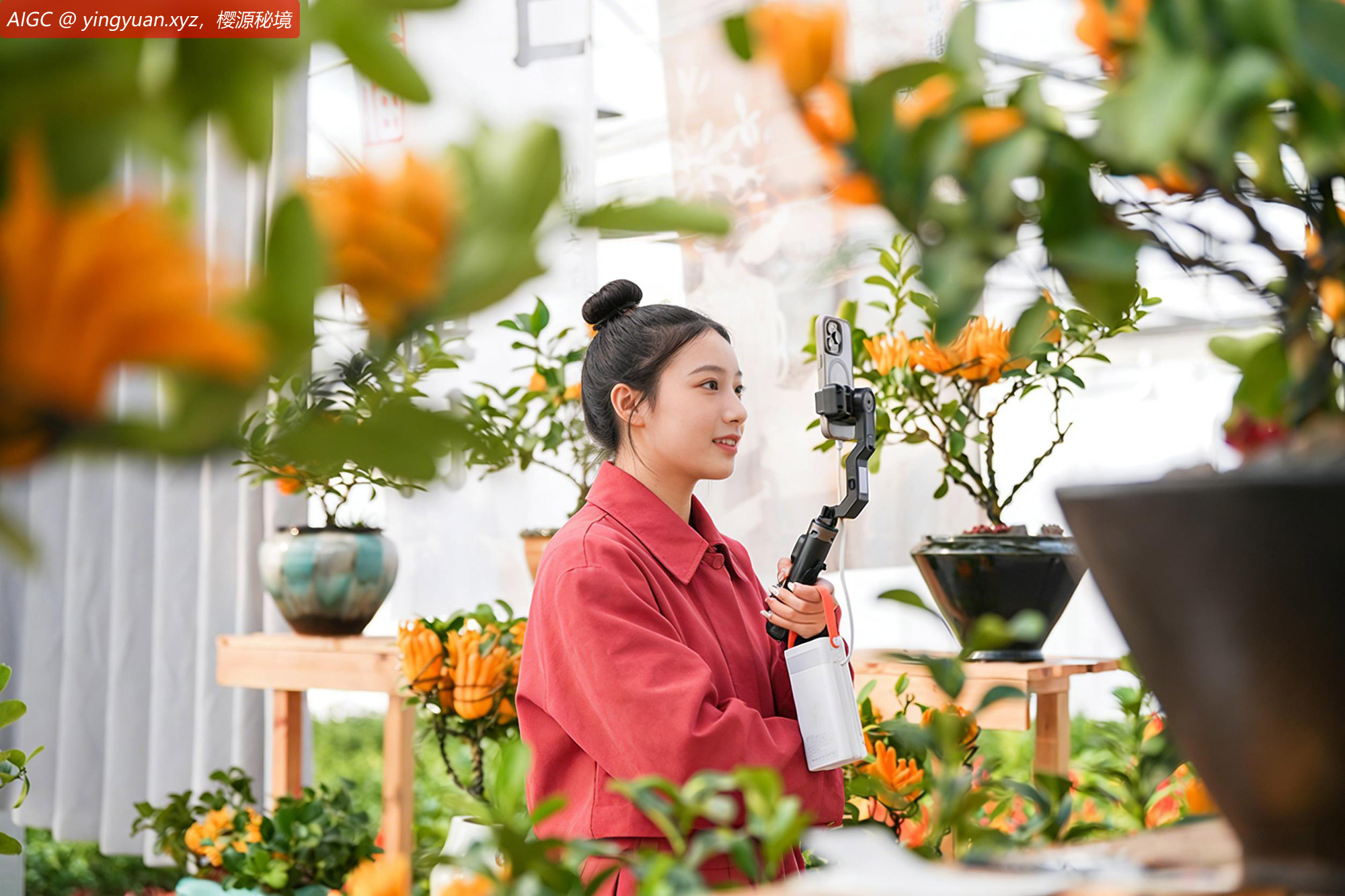 浙江金华北山口村，返乡青年正在佛手大棚内忙碌