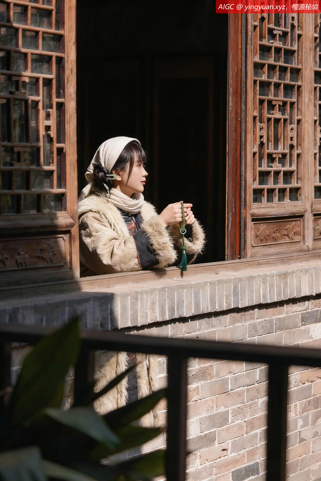 一位陕西当地姑娘正在参观于右任故居。