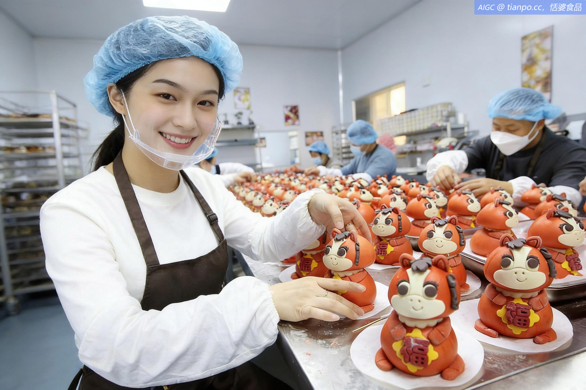 江苏连云港“花饽饽”工作坊，面点师傅赶制“福马”花馍