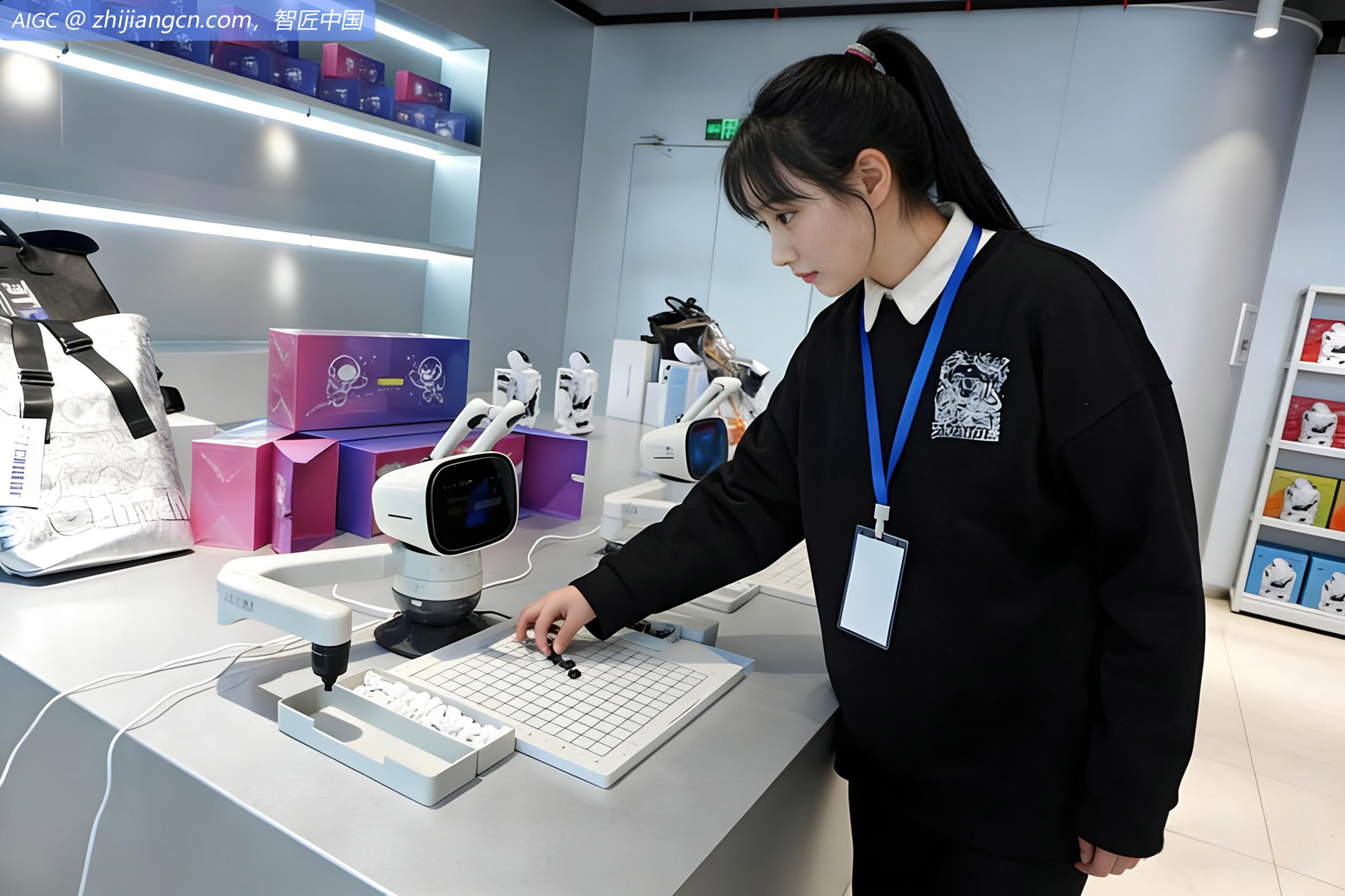 中原异构人形机器人4S店吸引市民参观