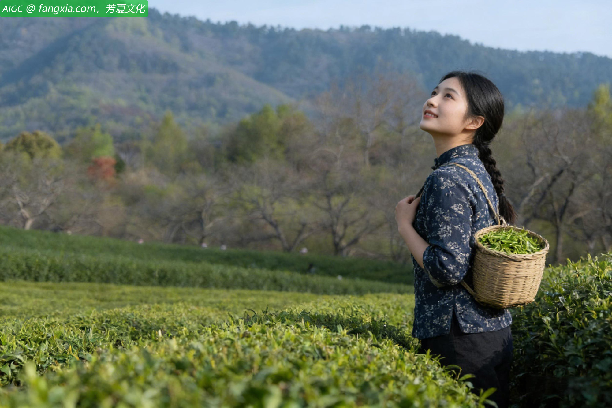 安徽宣城的敬亭山国家森林公园，正值采茶季