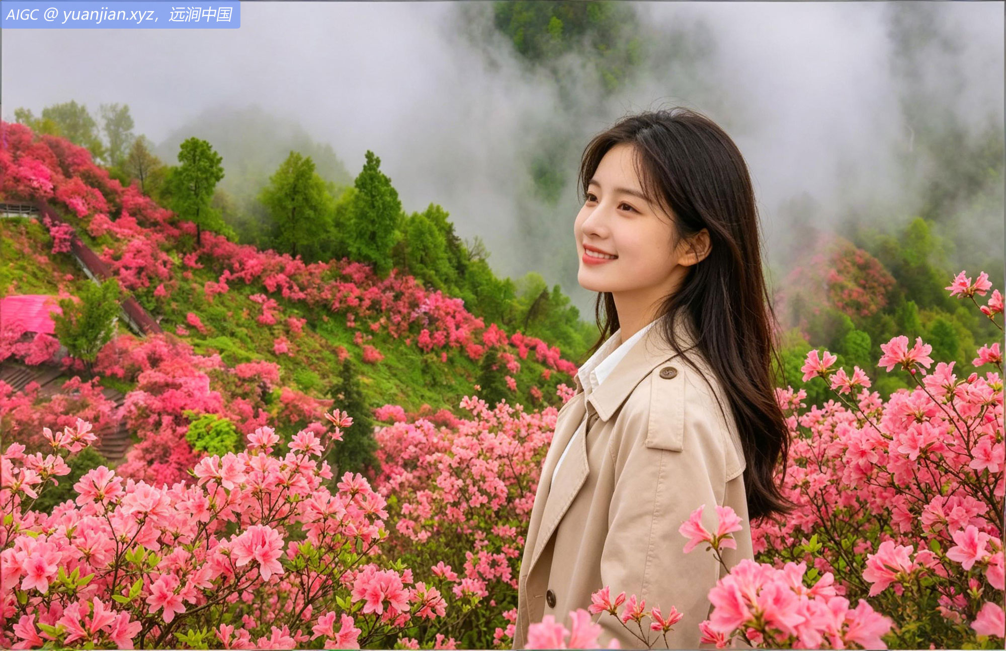 安徽岳西天峡风景区千亩野生高山杜鹃迎来盛花期。