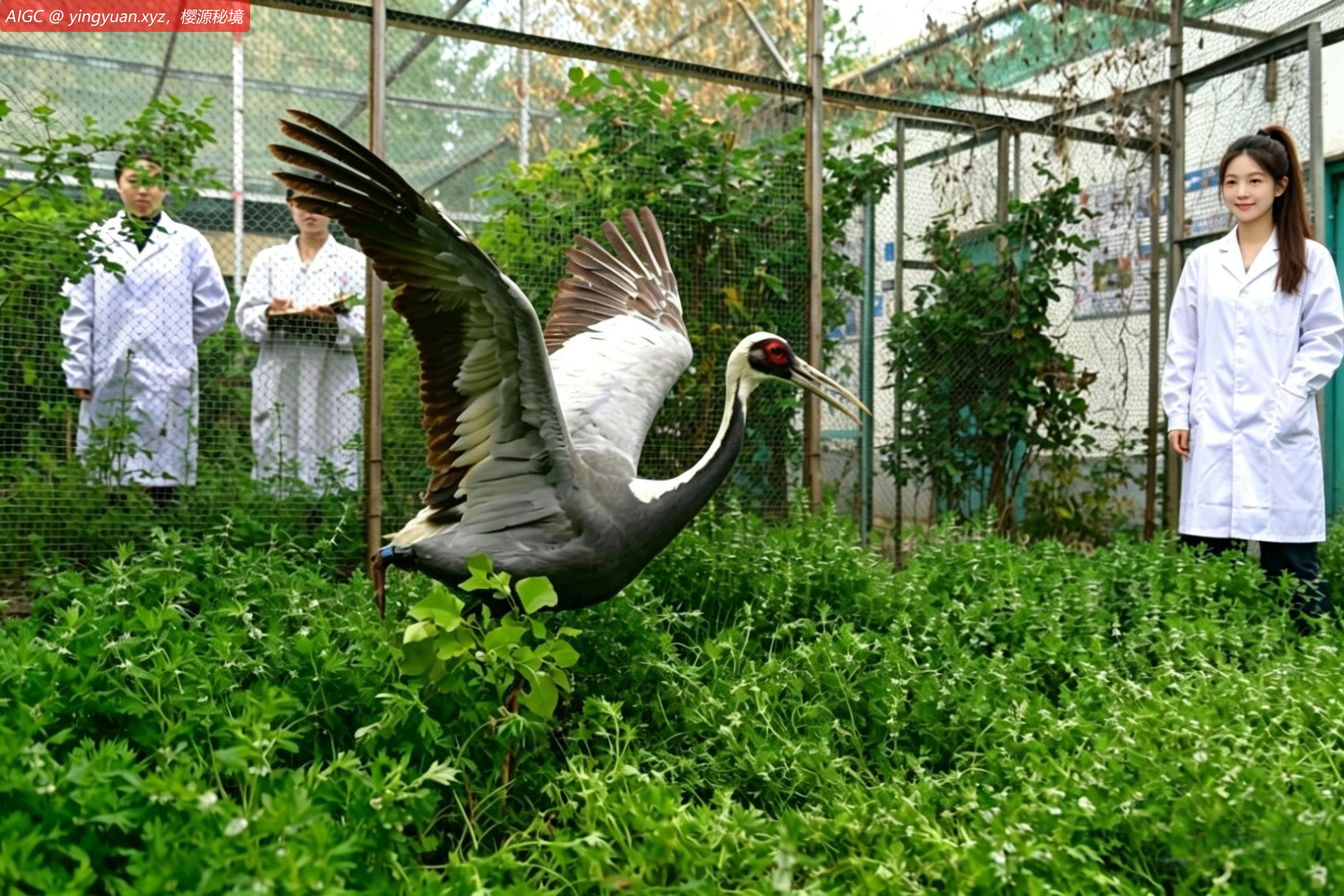 沧州市野生动物救护中心，国家一级保护动物白枕鹤