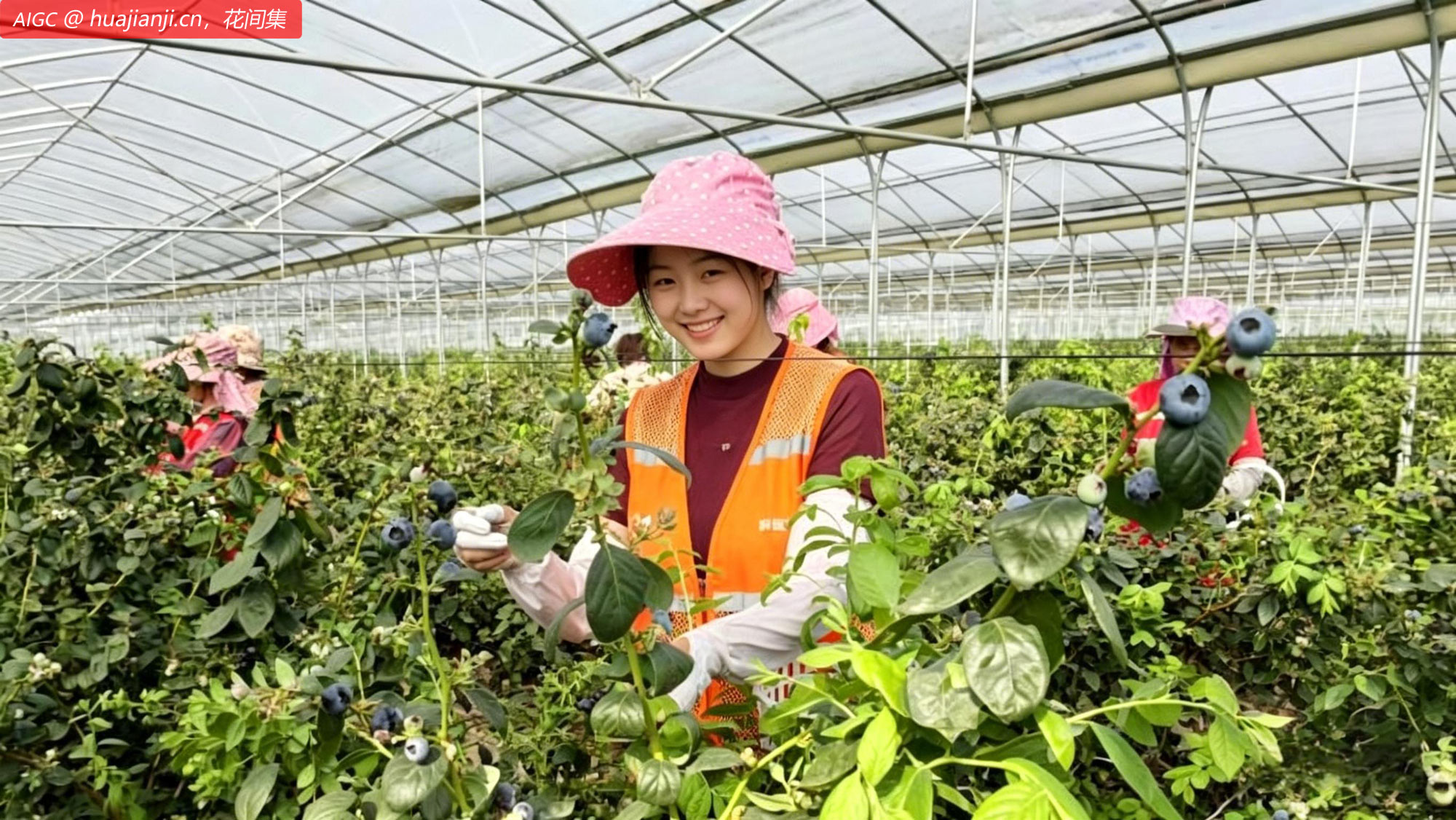 广西钦州市九佰垌蓝梅种植基地，工人们紧张有序地采摘