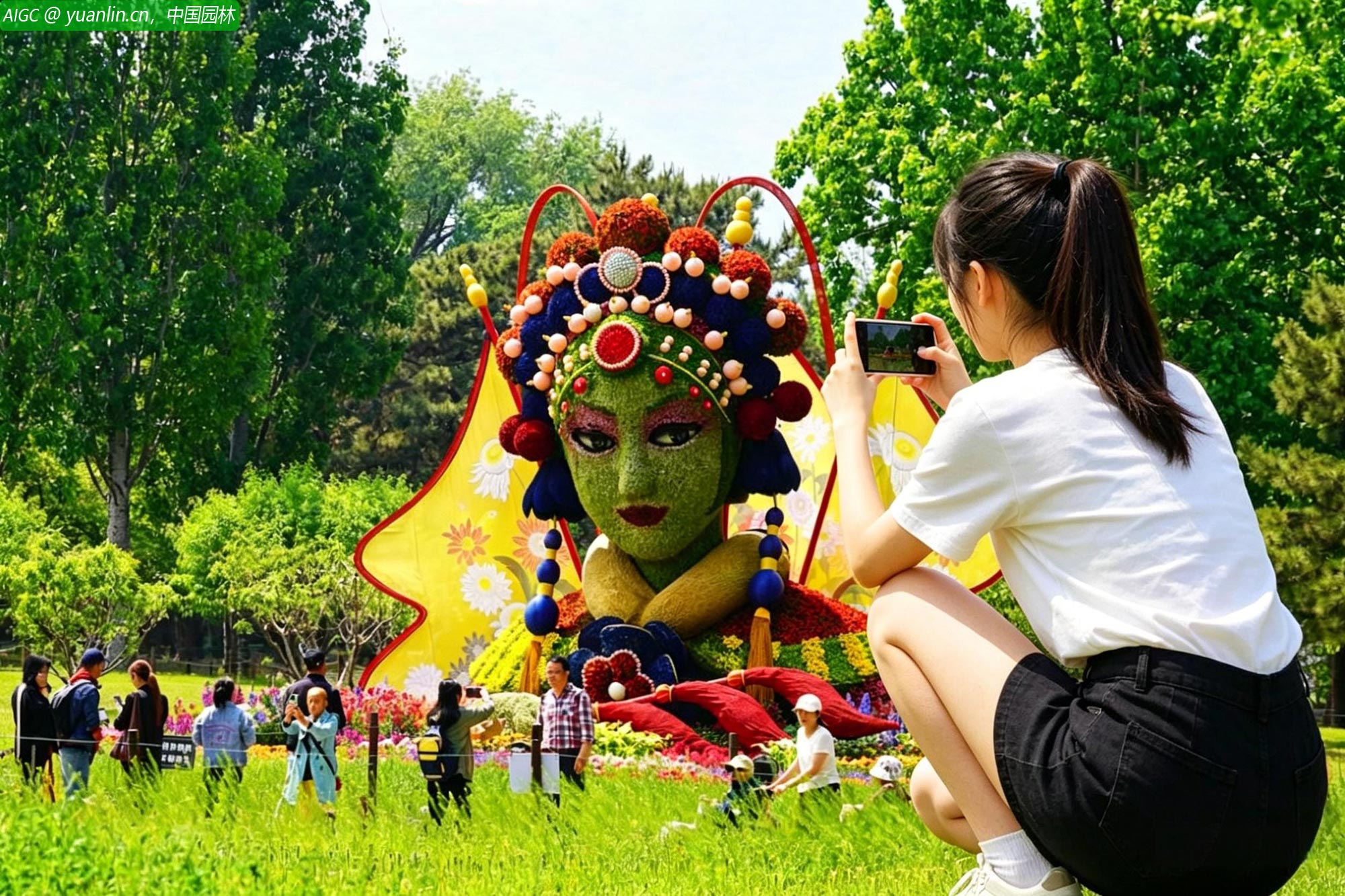 国家植物园，特色主题花坛“京韵——穆帅点芳”吸引众多市民