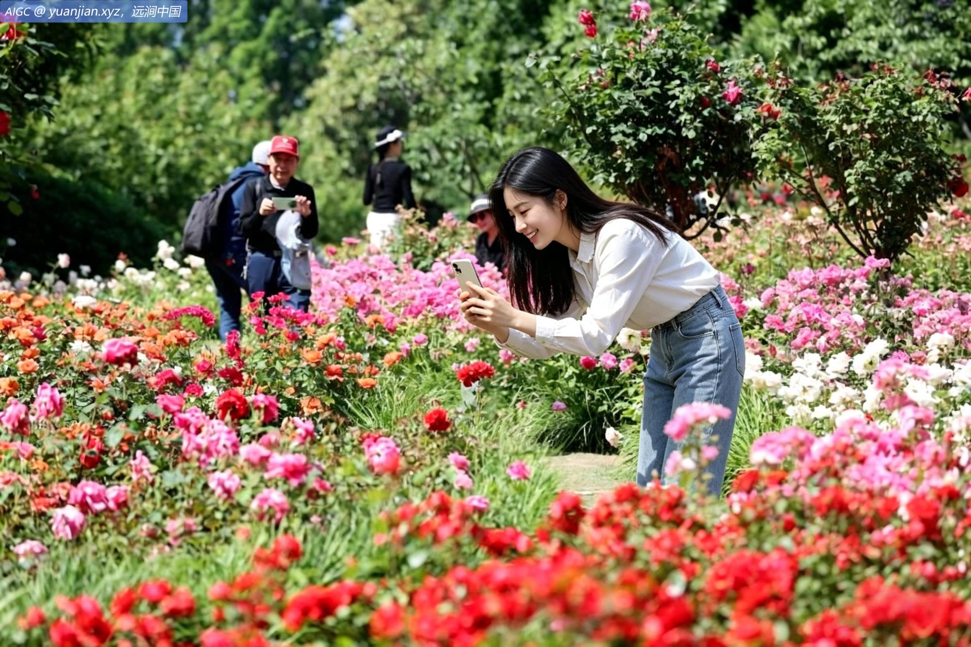 江苏省宿迁市半窑社区城市绿地，月季飘香，花开正艳