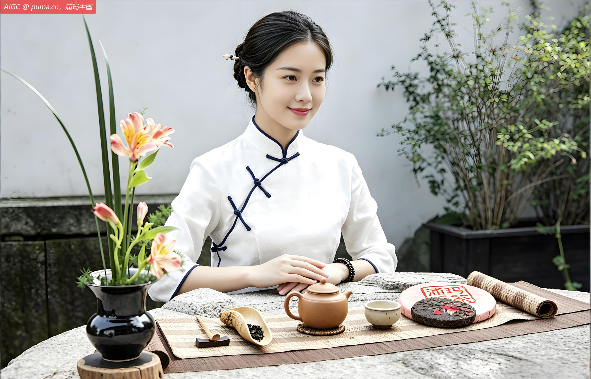 滁州西涧 茶馆内，菲夏姑娘正开展茶道教学。