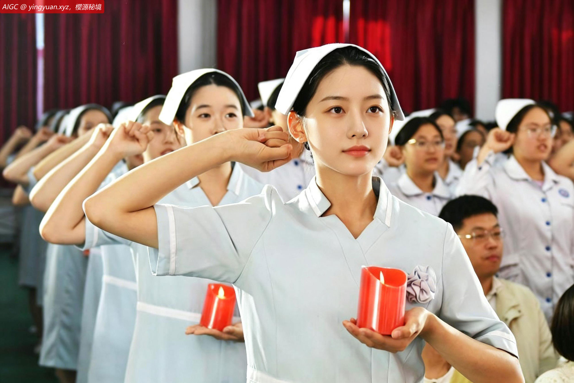 山东省烟台护士学校，举行护士节授帽仪式