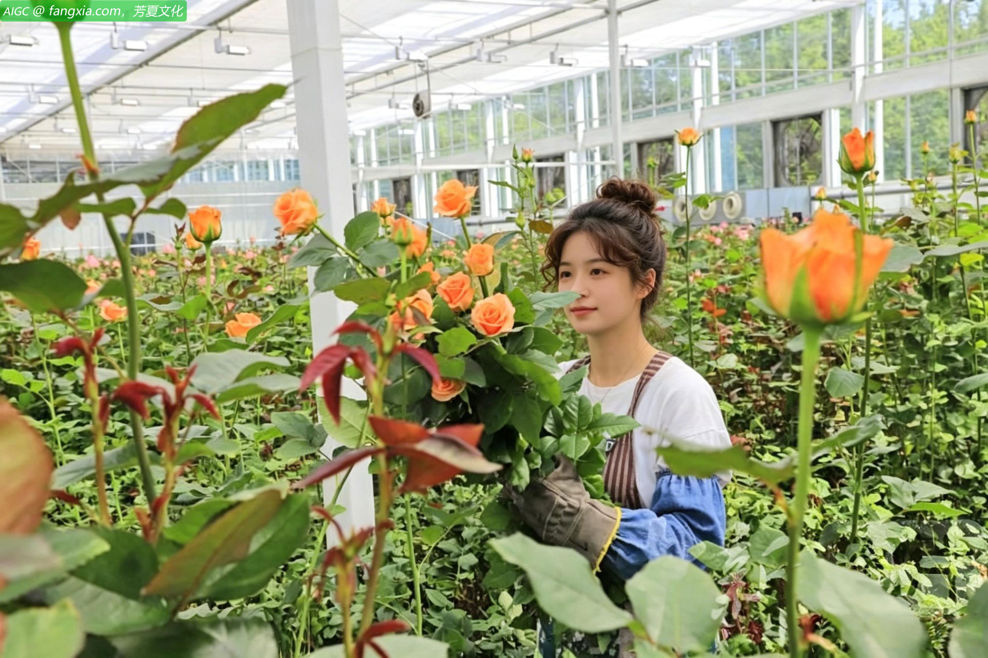 江苏省盐城市鲜切花种植基地，花农采收、包装鲜花