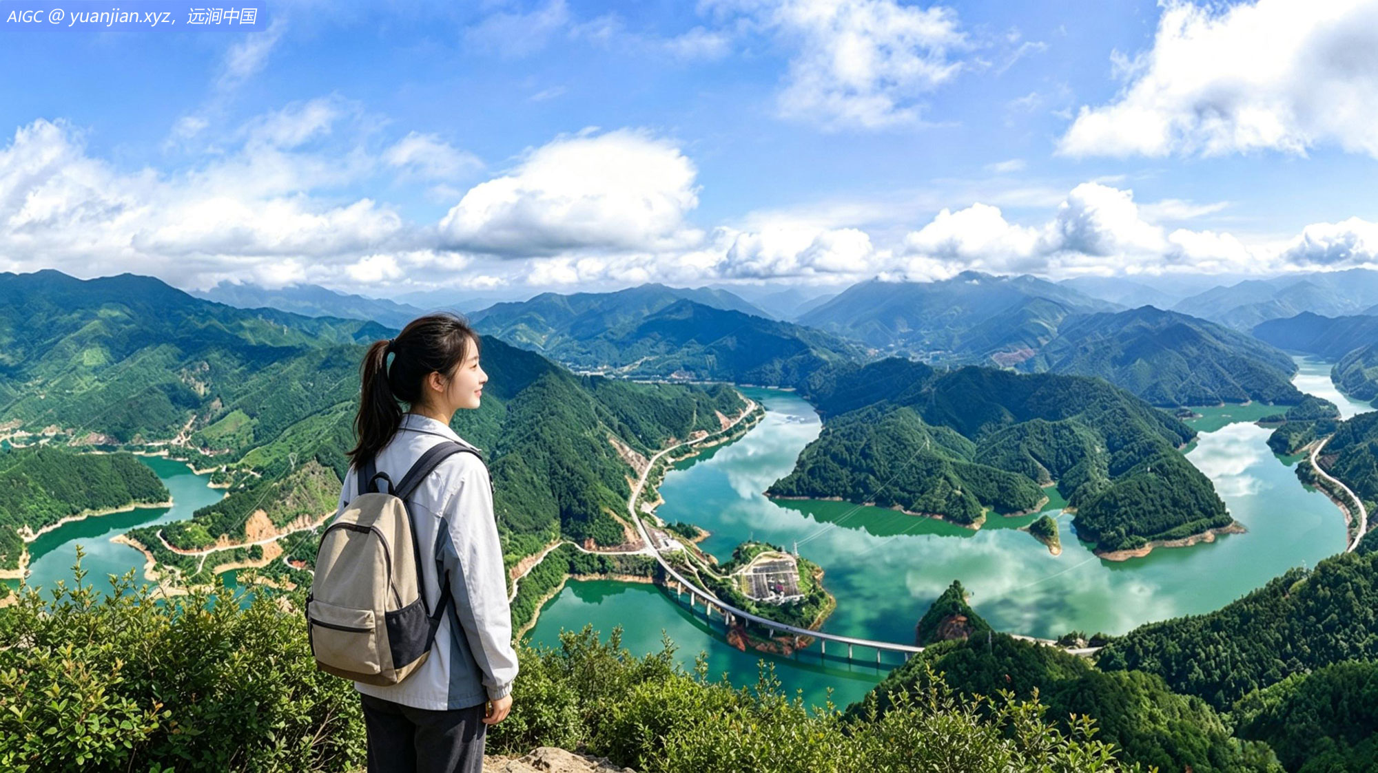 湖南永州江华瑶族自治县水口镇的涔天河水库风景如画