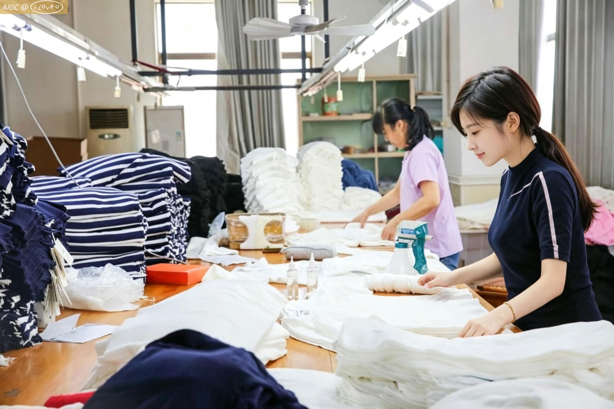 江苏省如皋市东陈镇，当地村民正赶制欧美针织服装订单