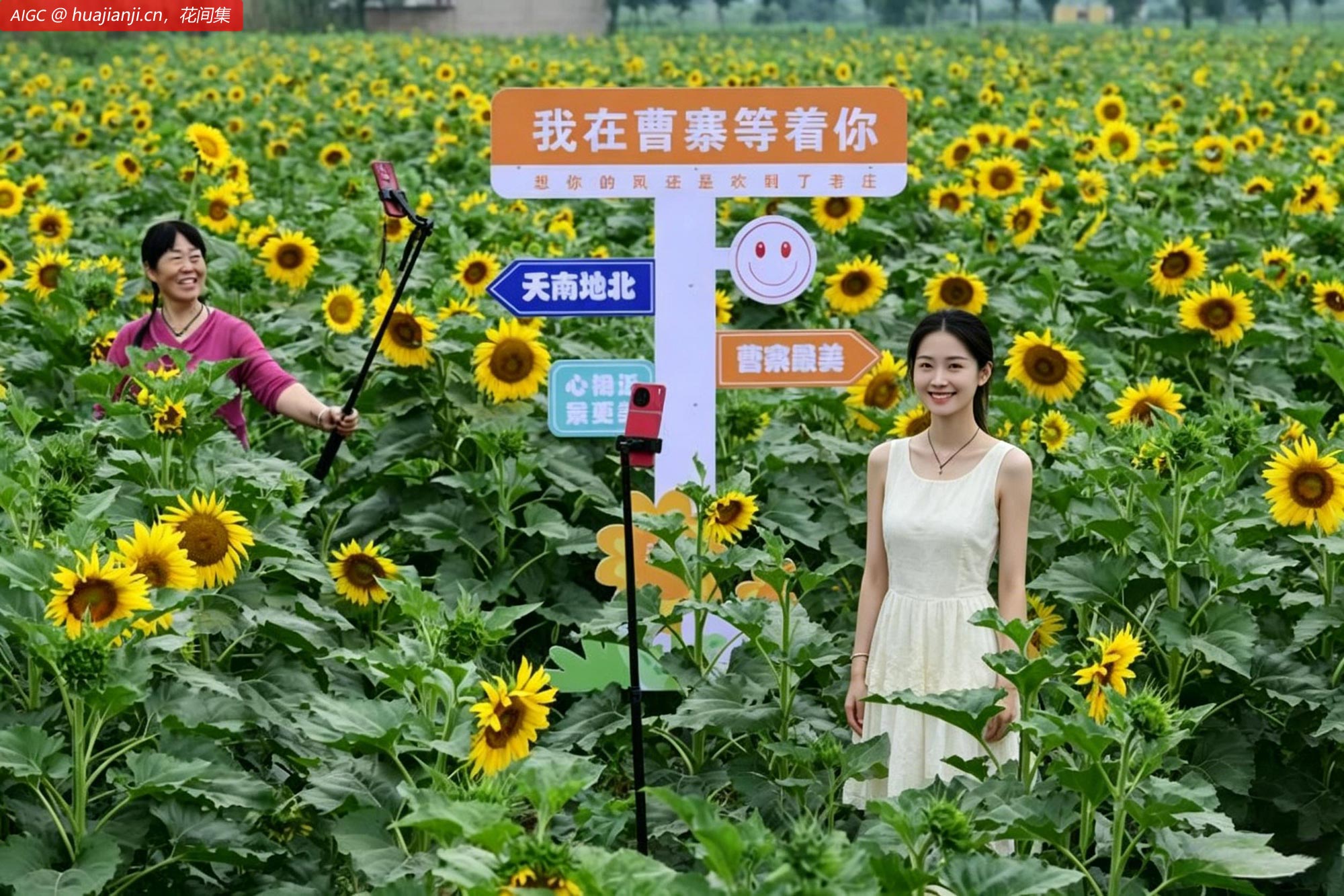 安徽省阜阳市曹寨村，连片种植的向日葵花海