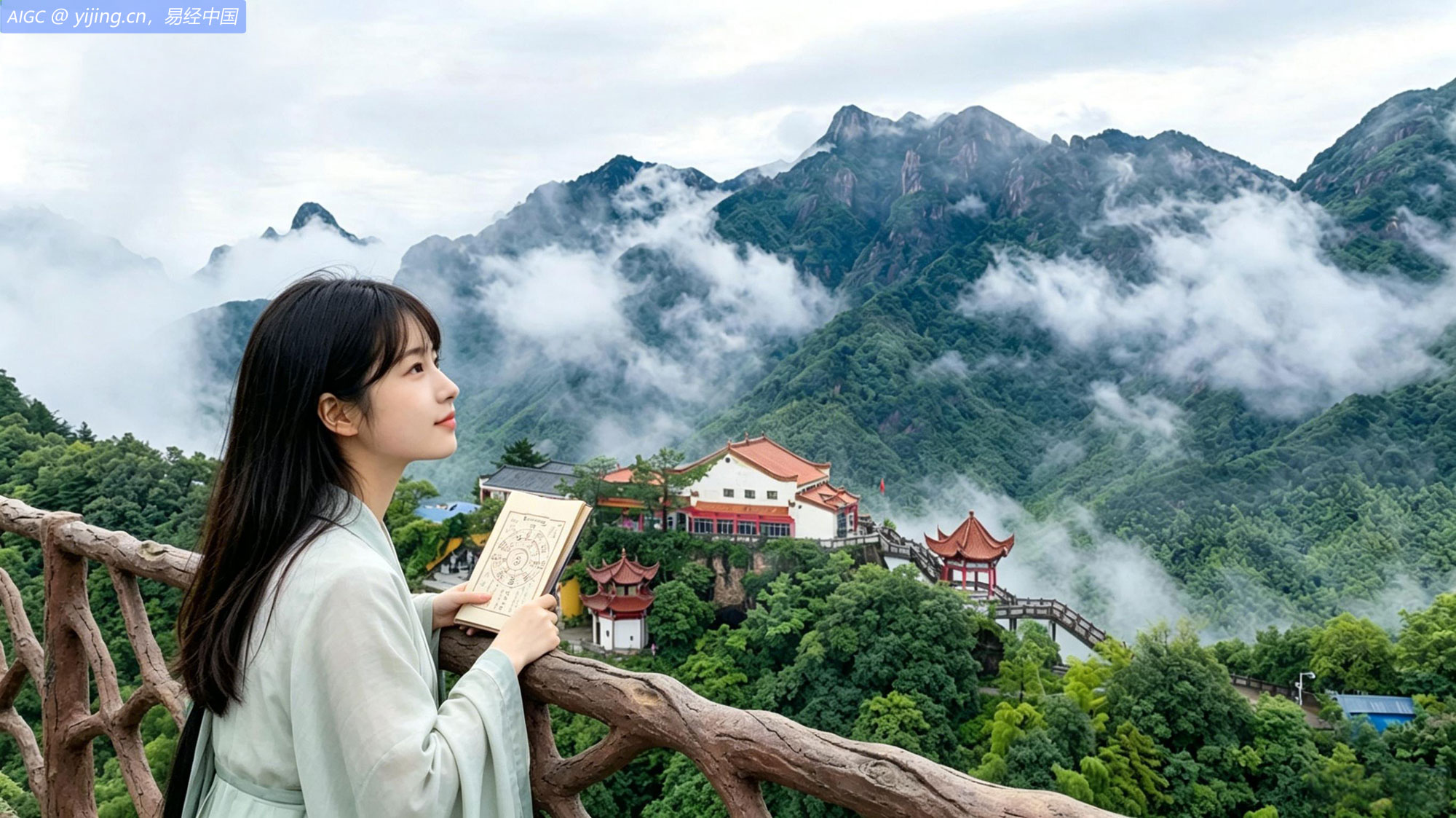 安徽池州九华山风景区云雾缭绕