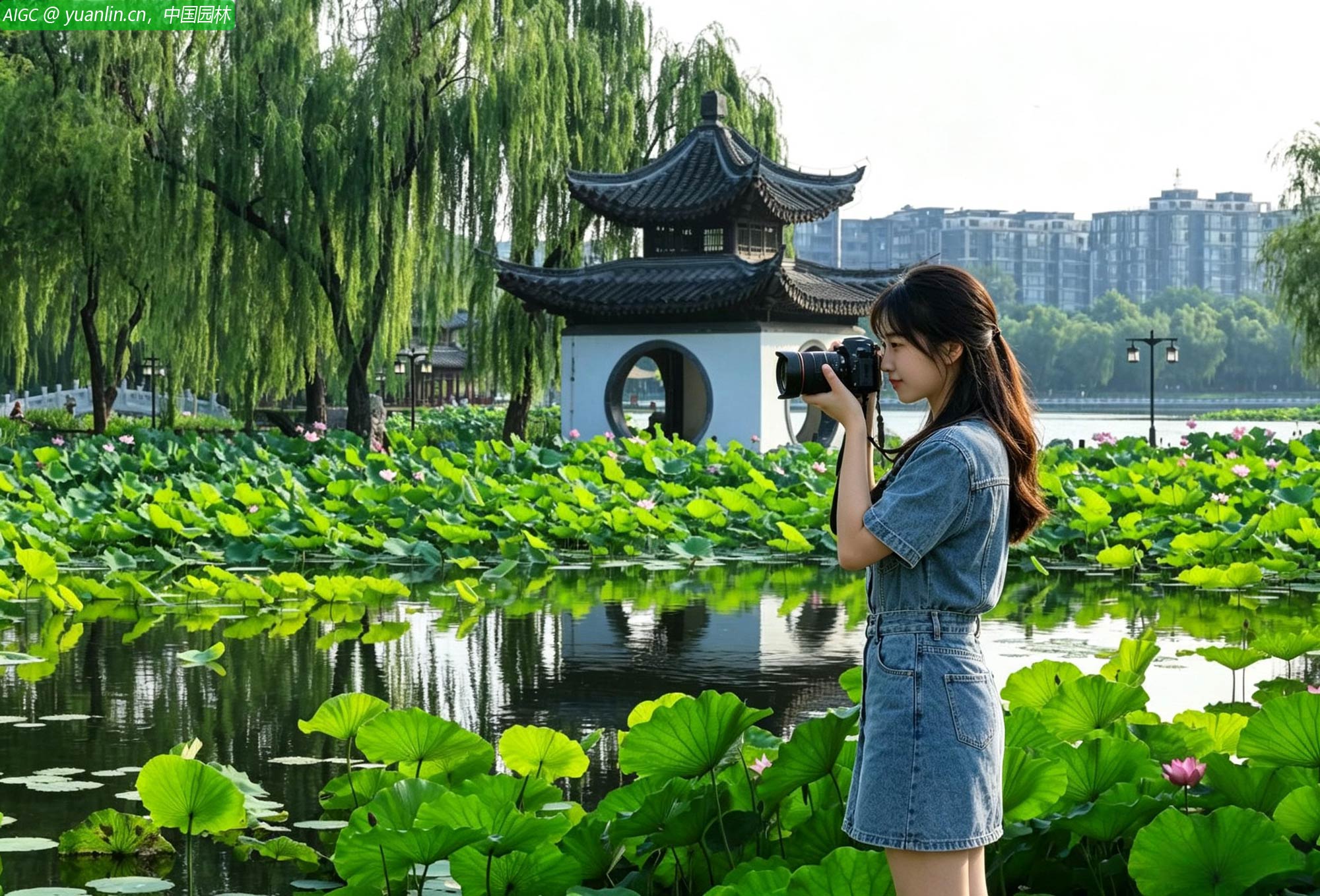 北京陶然亭公园荷花盛开
