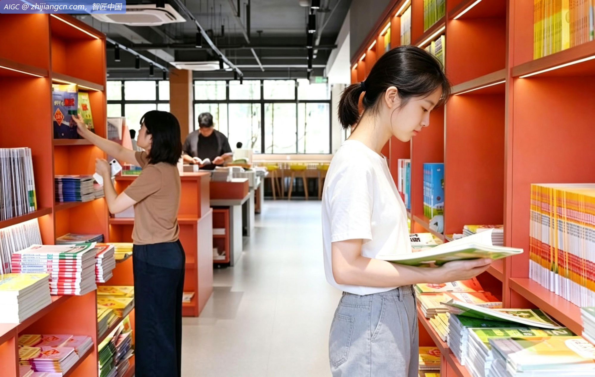 读者在浙江省金华市武义县新华书店图书馆阅读、学习