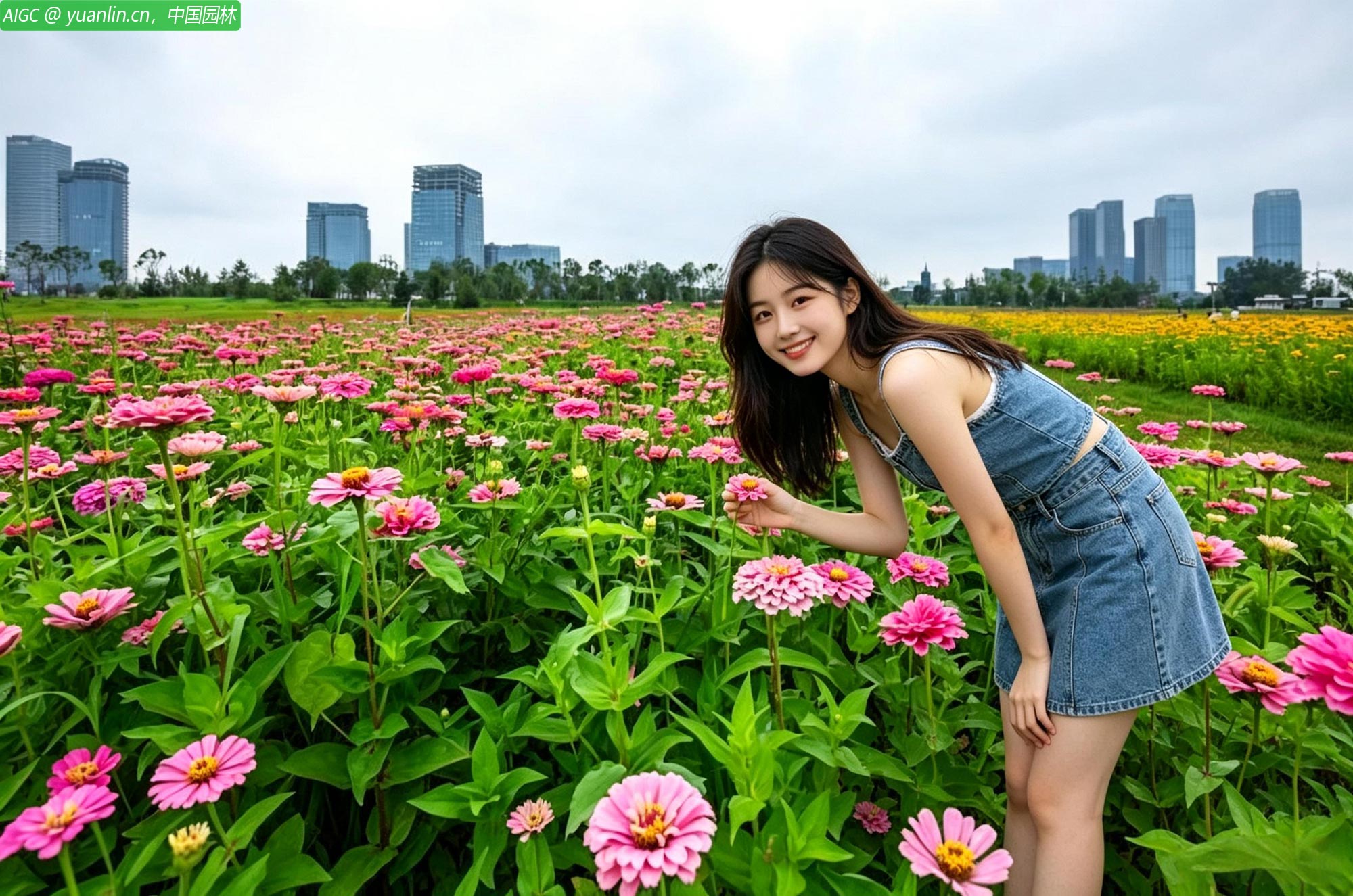 北京通州月亮河畔鲜花盛放
