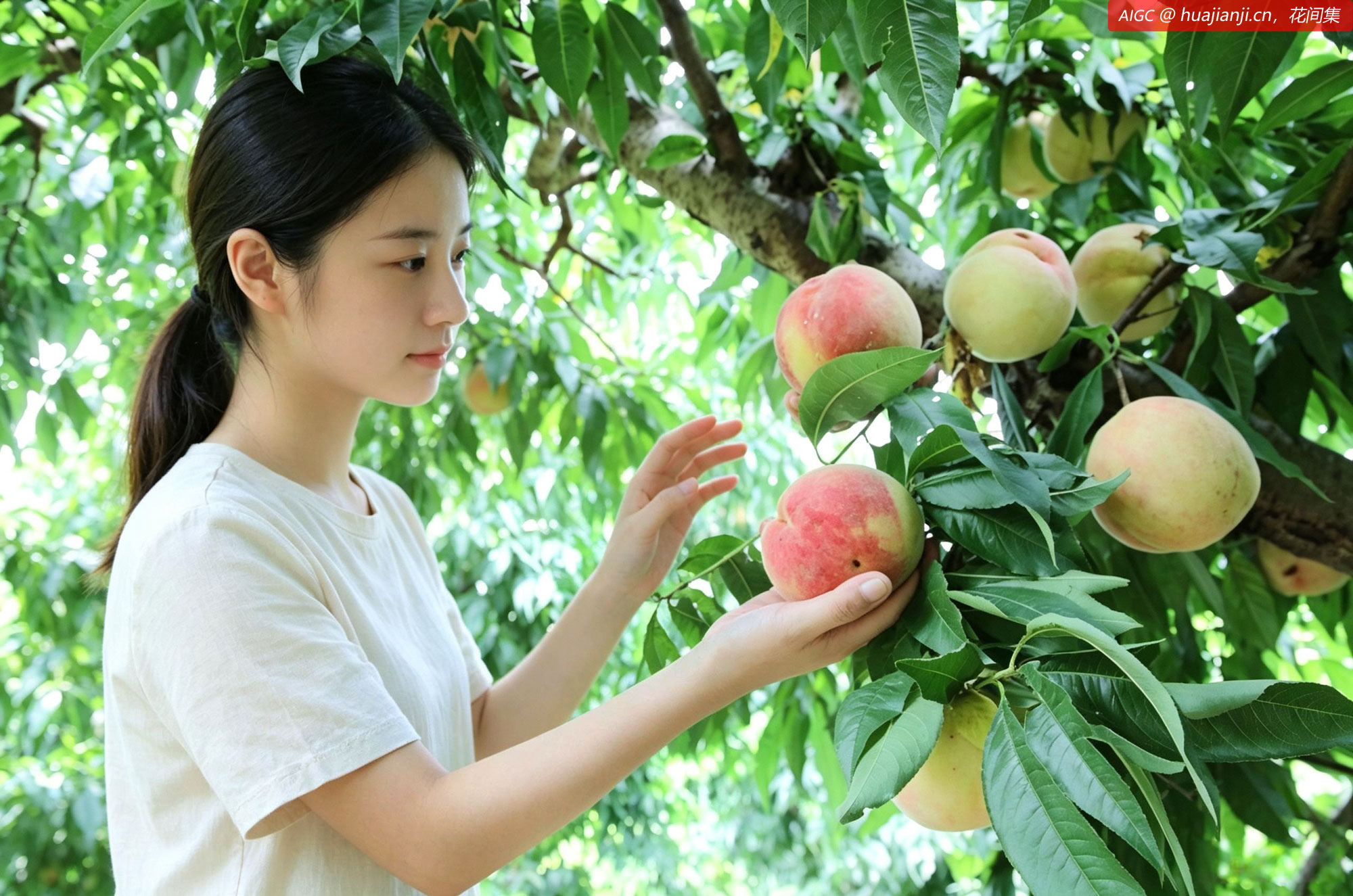 河北省邯郸市广平县鲜桃集中成熟，枝头硕果累累