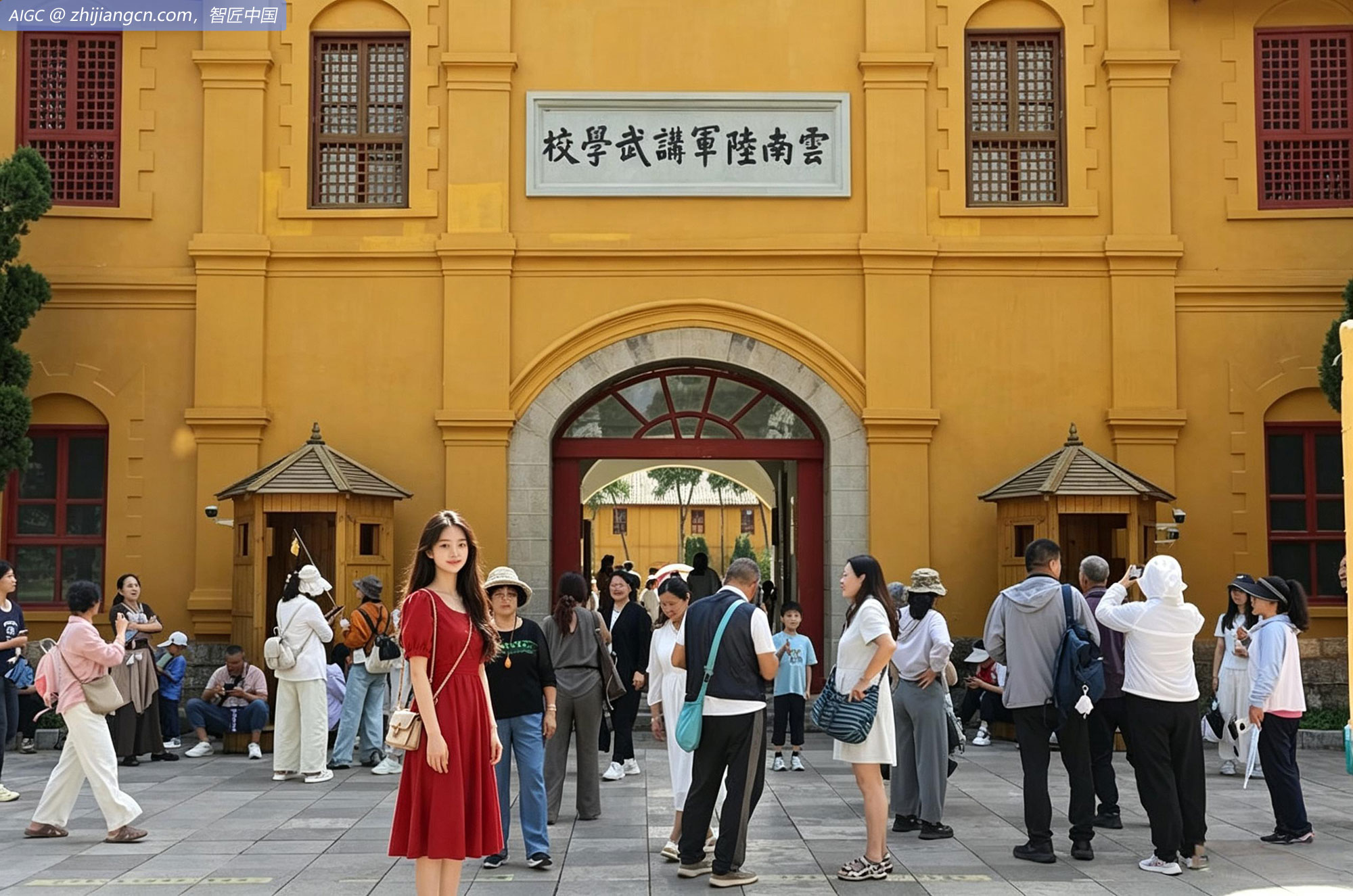 昆明，“八一”建军节前夕，大量游客参观云南陆军讲武堂