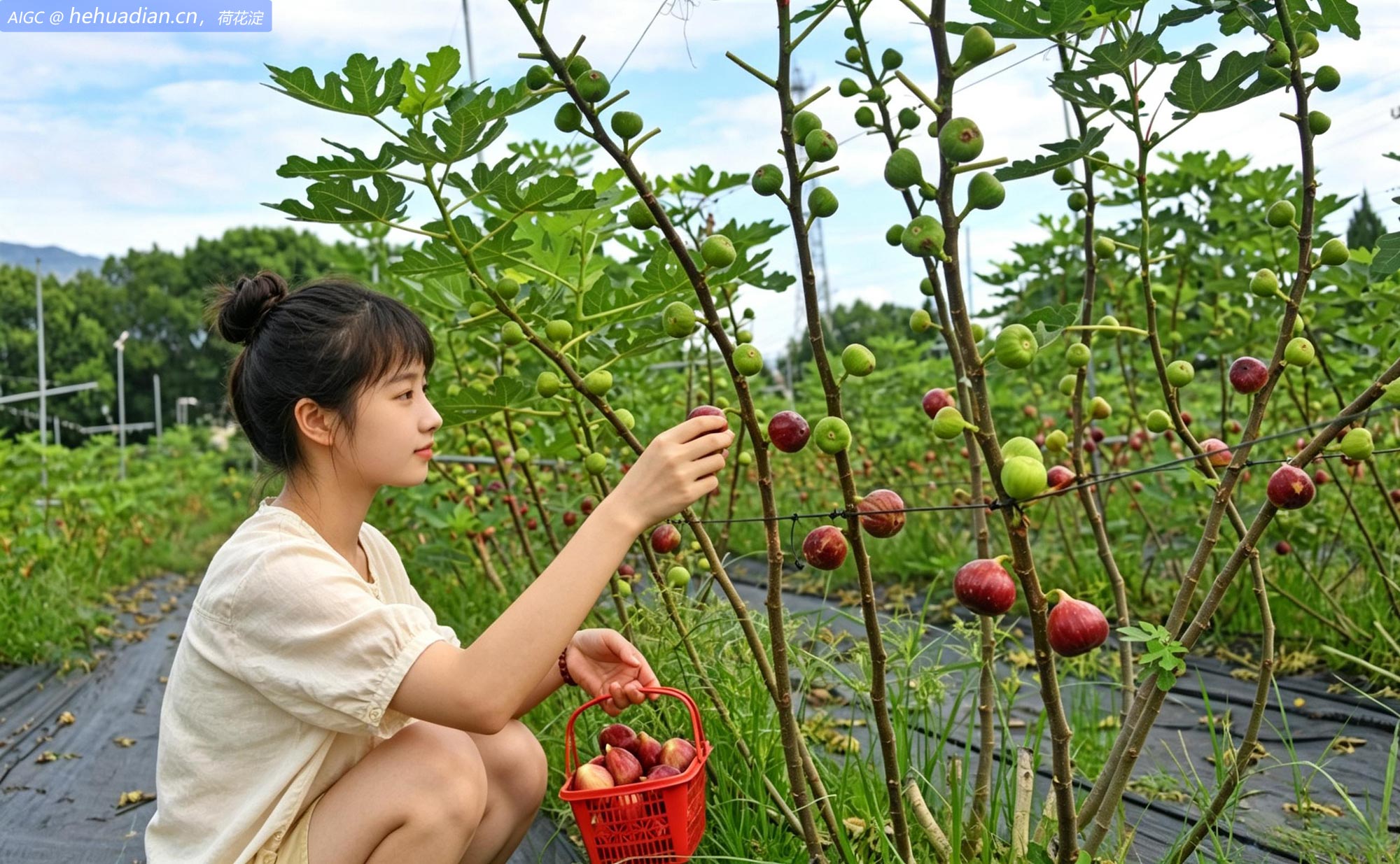 浙江省台州市仙居县无花果种植基地，农民正在采摘