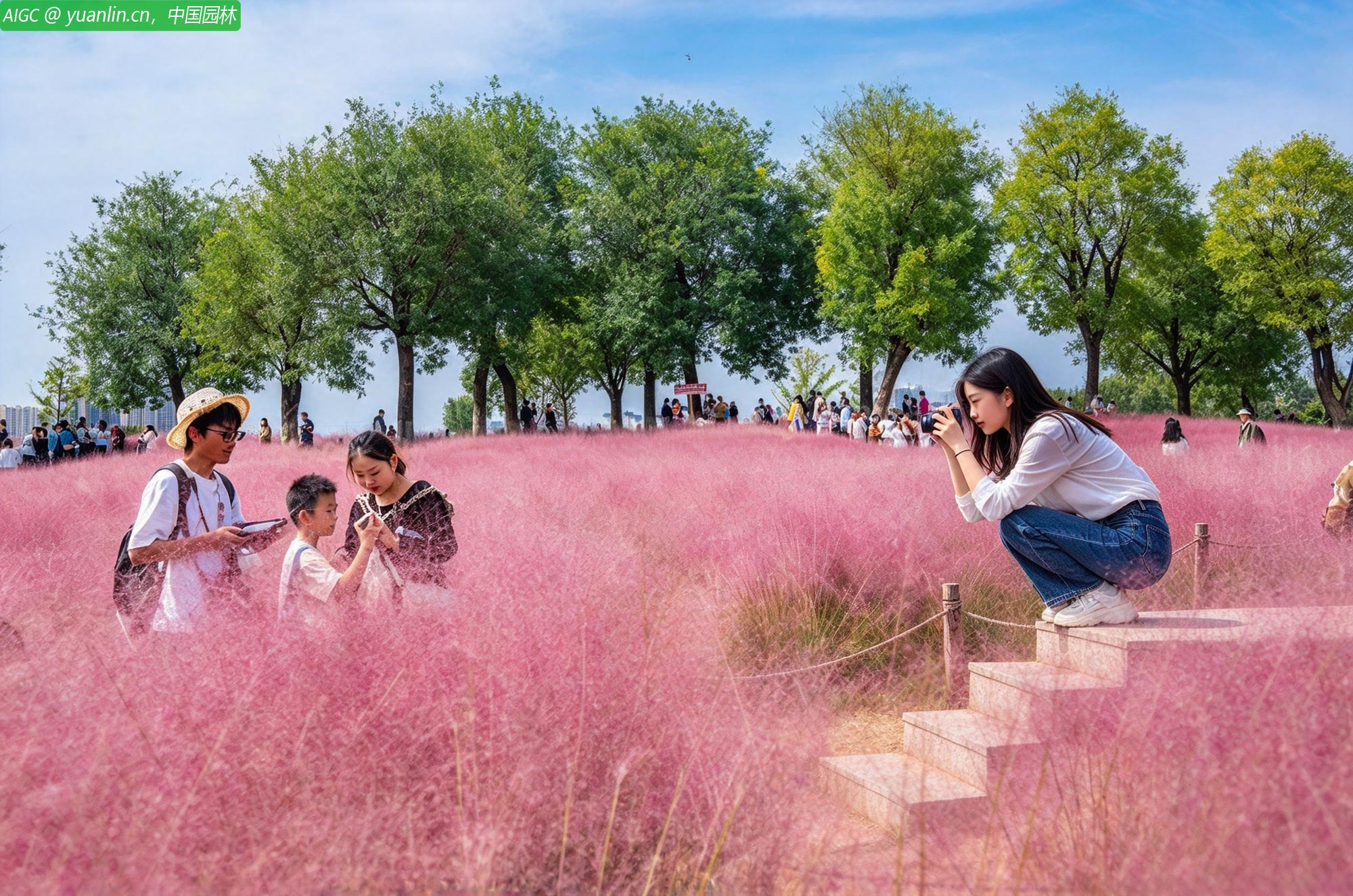 西安：千年未央宫遗址粉黛花海迎来盛花期