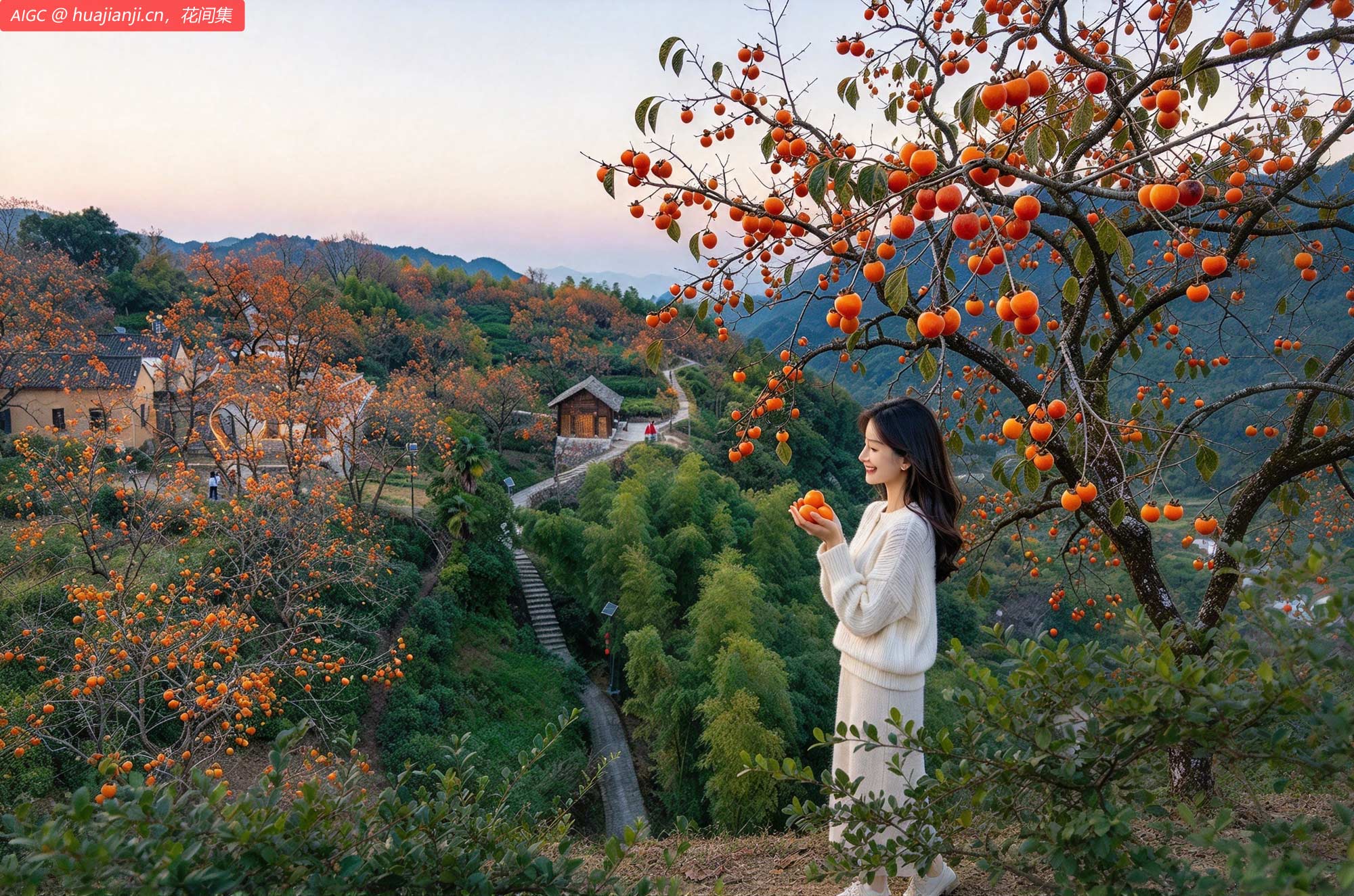 浙江绍兴：秋日兢山柿满枝头