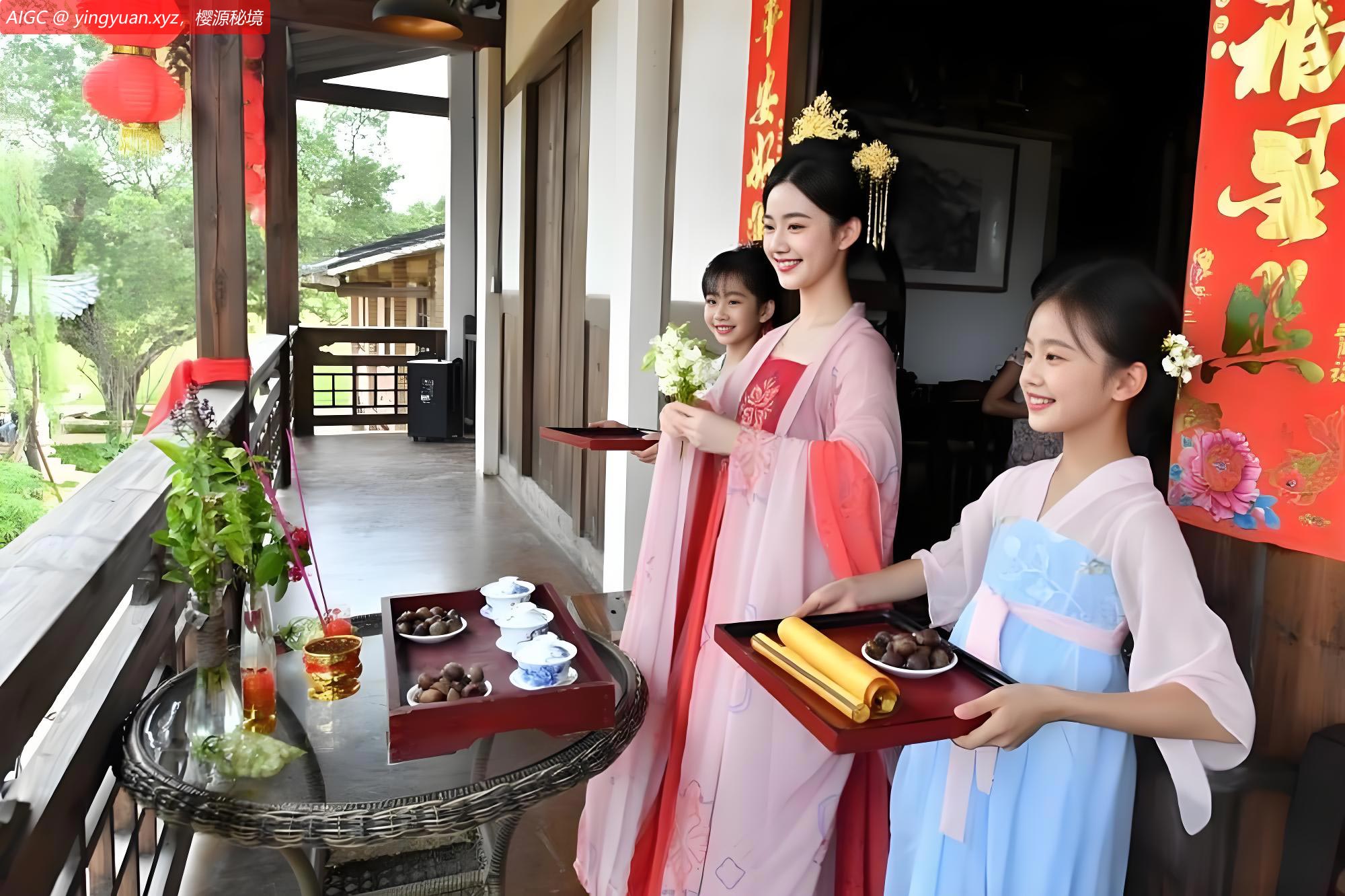 七夕，福建福州的小女生在乞巧拜织女