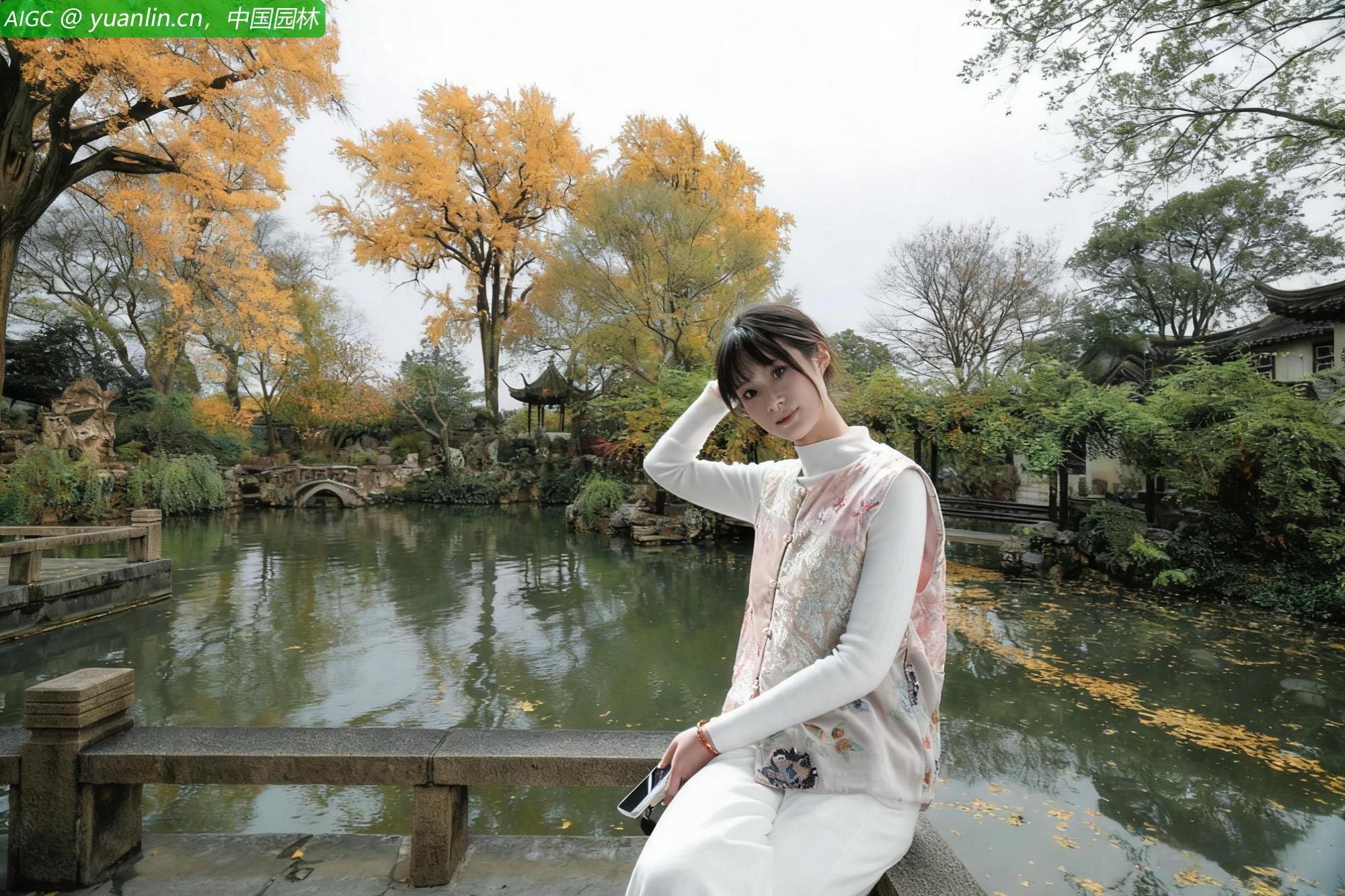 苏州留园：秋叶簌簌，水波潋滟