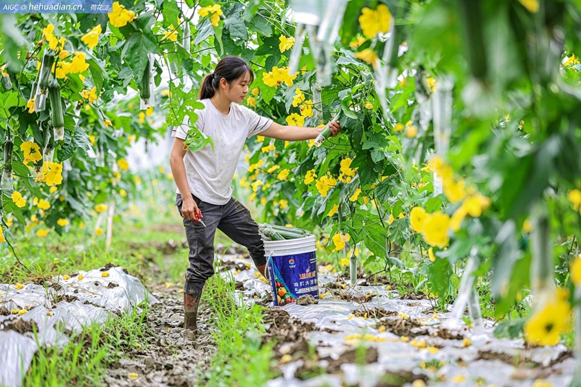 广西桂林灵川县潭下镇丝瓜种植基地迎来丰收