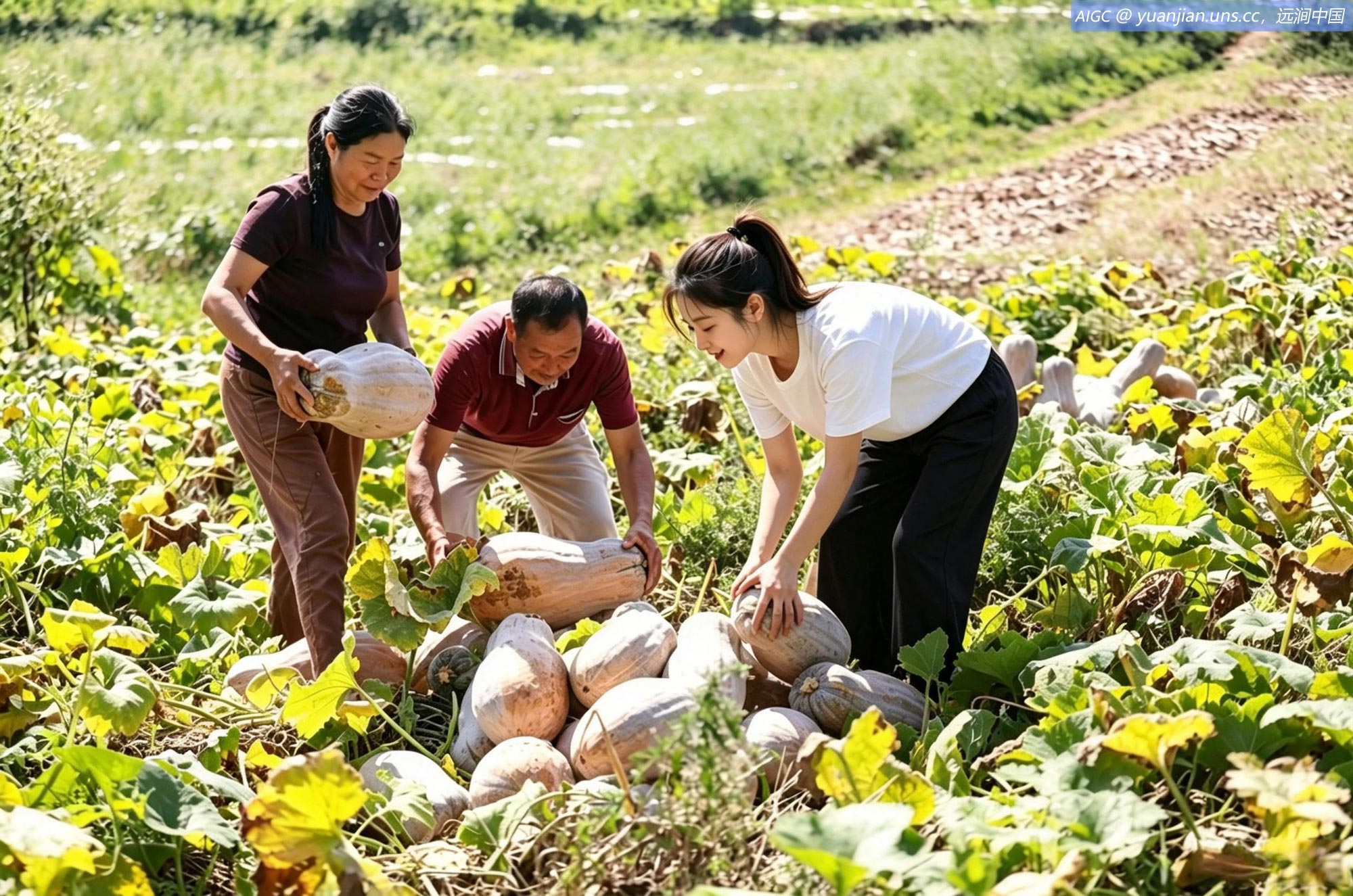 贵州省黔西市钟山镇仙鹅村南瓜基地，村民在采收