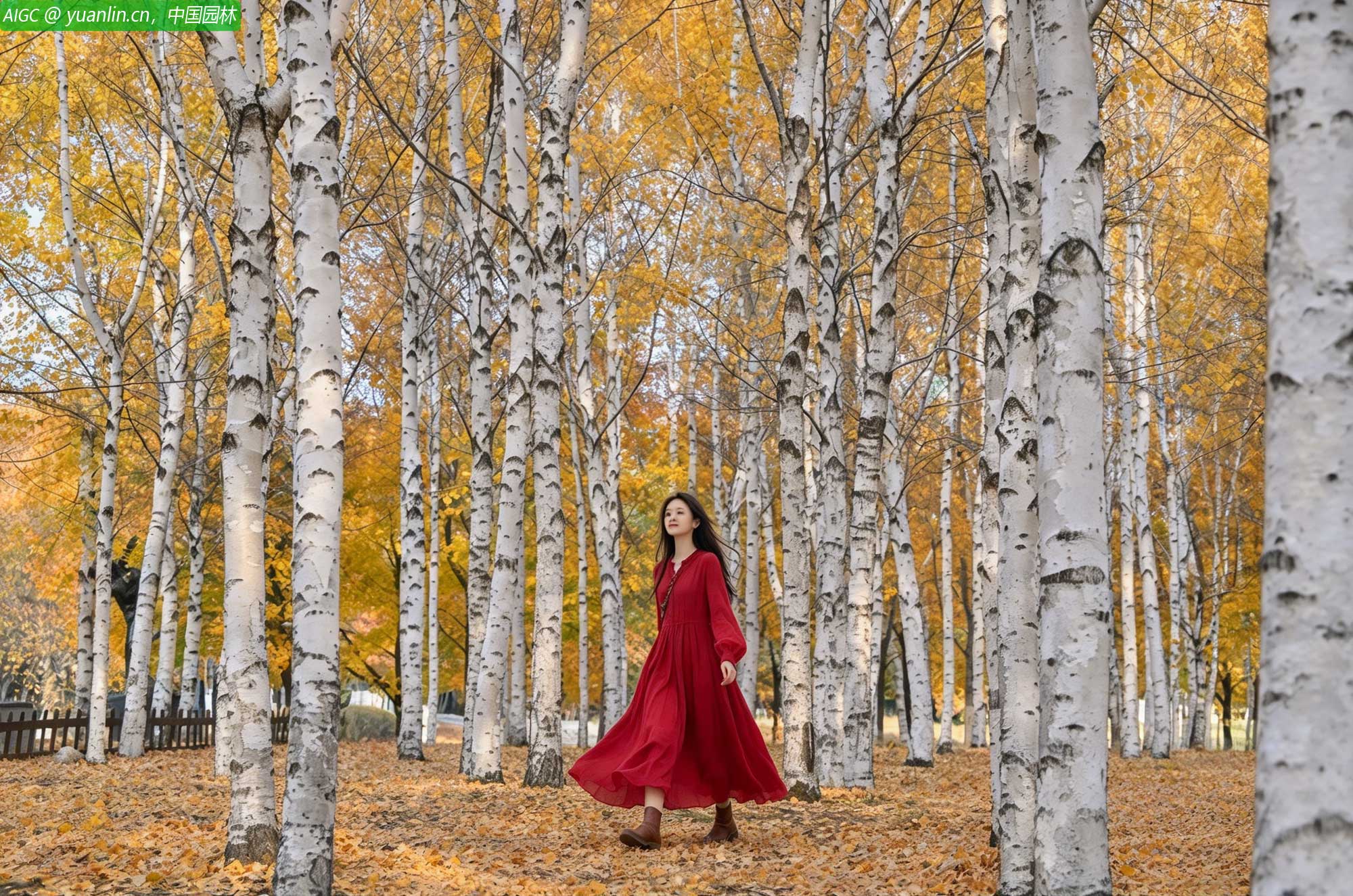 吉林长春秋景怡人，市民踏叶赏秋